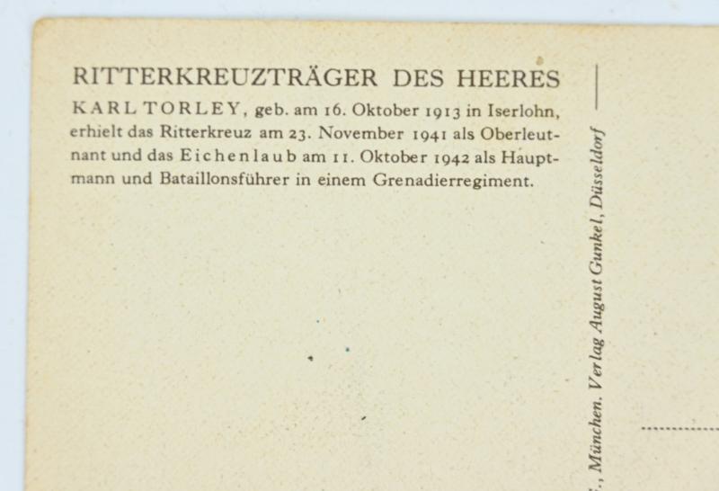 German Willrich Postcard 'Knight's Cross Recipient Karl Torley'