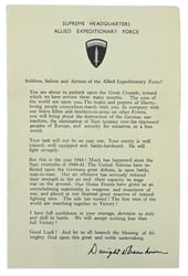 US WW2 Eisenhower D-Day Letter 6 June 1944