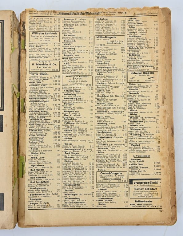 German Index Phone Book Hannover 1941