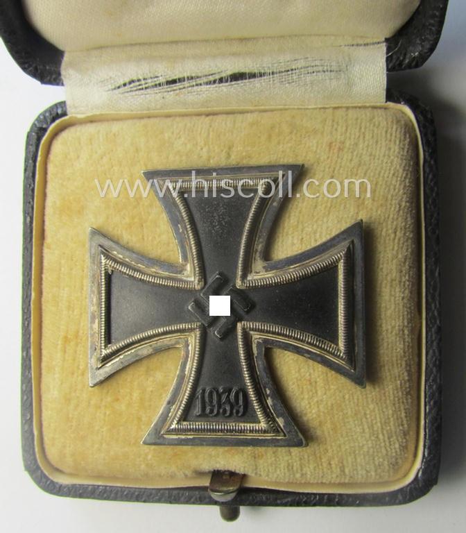 'Eisernes Kreuz 1. Klasse' (ie. Iron Cross 1st class) being an (I deem) early-war-period-produced (albeit non-maker-marked) example that comes complete in its specific (luxuriously-styled!) etui as issued and/or recently found