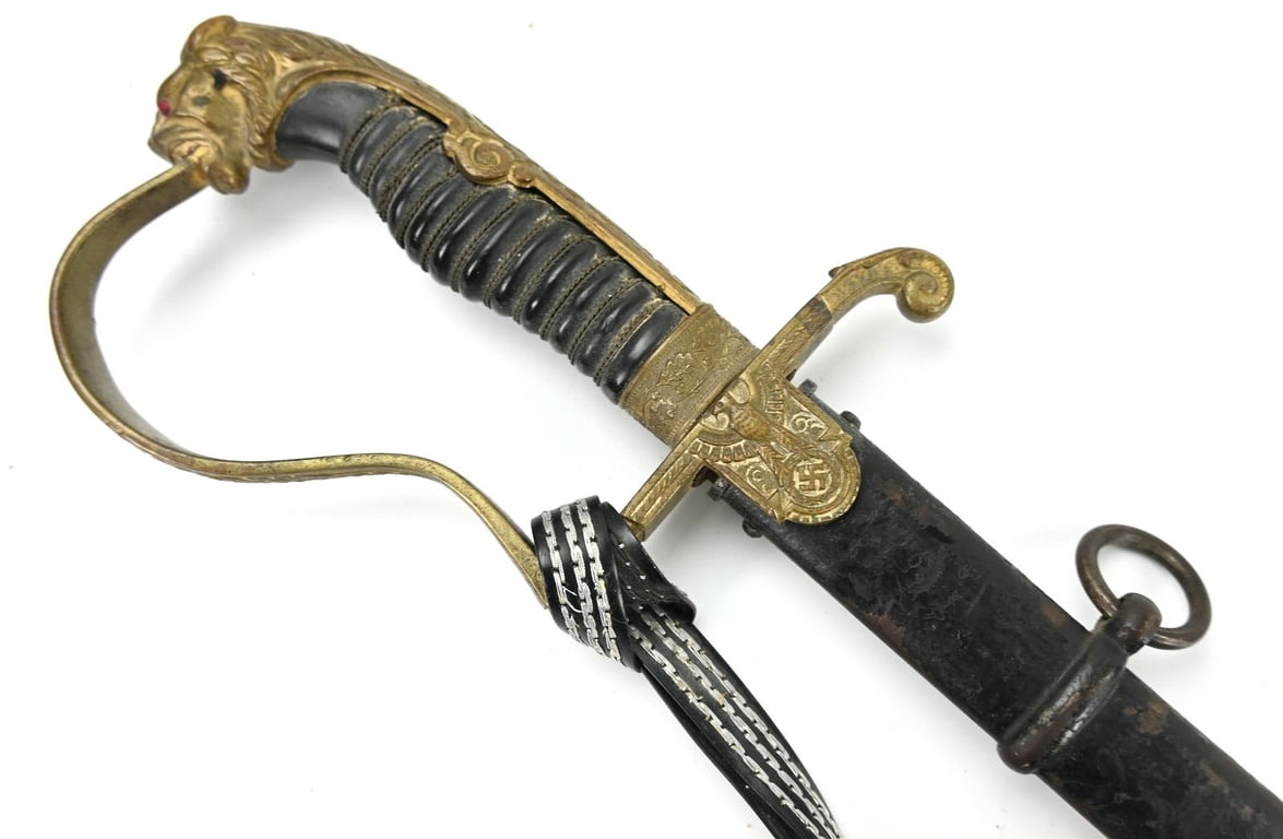 German WH Officer Lionhead Sword with Portopee