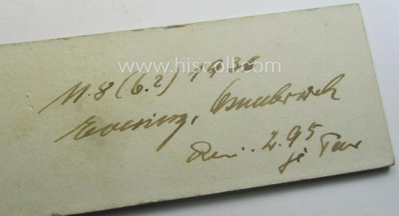 Interesting - and possible unique! - single, TR-period (ie. 1936-dated) 'Schutzenverein'-related shoulderboard being a so-called: 'Müsterstück o. Hausmuster' by the company: 'Thiele & Steinert A.G.'