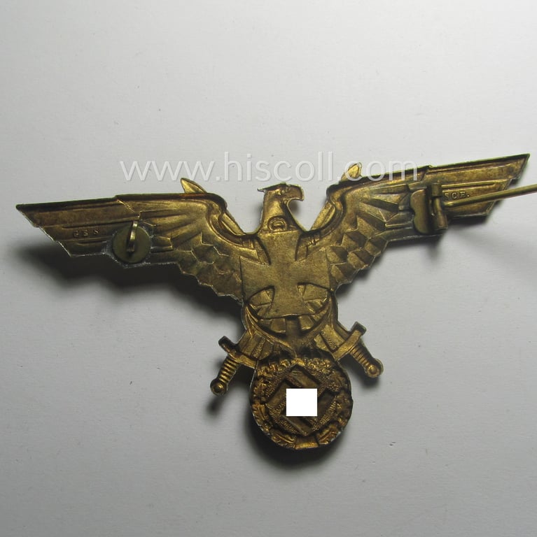 Interesting, veteran-related 'N.S.R.K.B.'- (ie. 'Nationalsocialistischer Reichskriegerbund'-) bright-golden-toned: 'N.S.R.K.B.'-breast-eagle-device