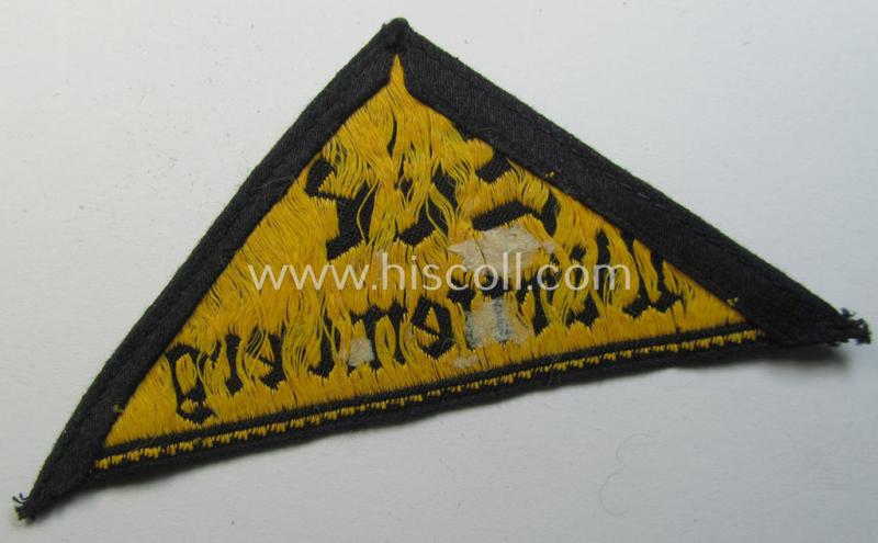 'HJ' ('Hitlerjugend') district-triangle (ie. 'Gebietsdreieck') entitled: 'Süd Württemberg' (being a clearly used- ie worn example that regrettably misses its 'RzM'-etiket)
