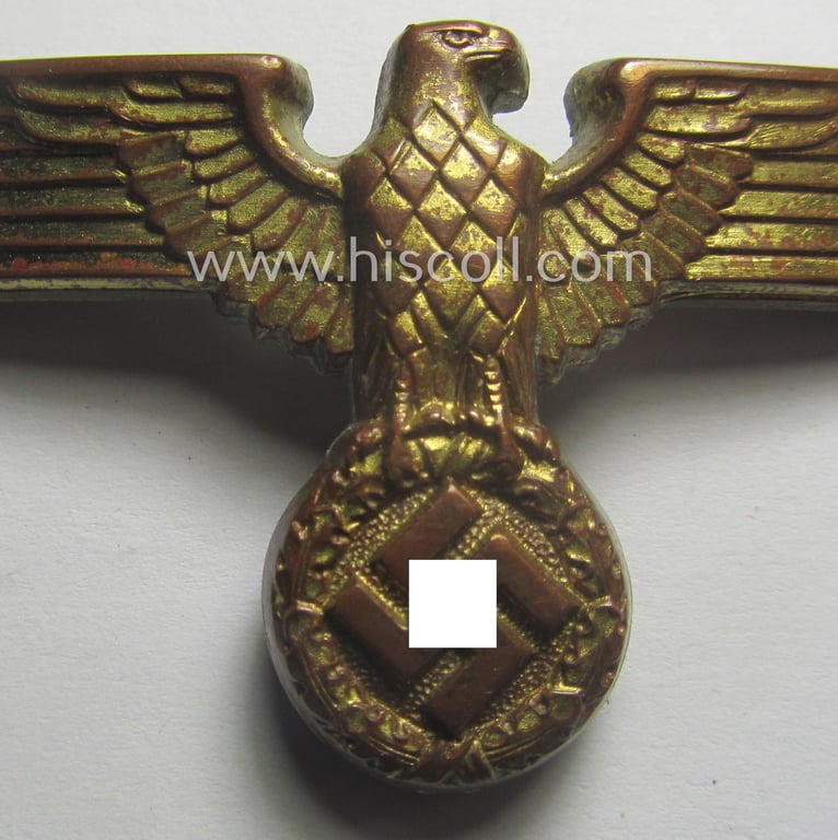 Golden-toned- and/or: 'Buntmetall'-based - (political-styled) visor- (ie. 'Schirmmützen'-) cap-eagle that is neatly: 'RzM' and/or 'M1/83' marked