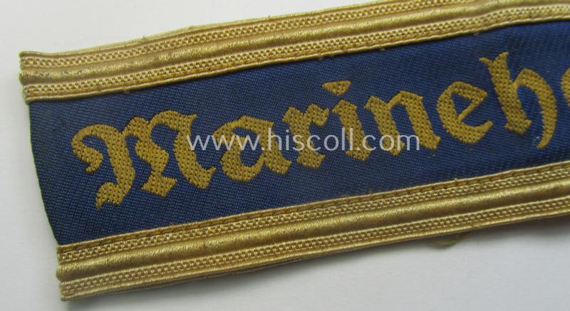 Truly worn- and/or tunic-removed NCO-pattern, WH (Kriegsmarine) cuff-title (ie. 'Ärmelstreifen') entitled: 'Marinehelfer'
