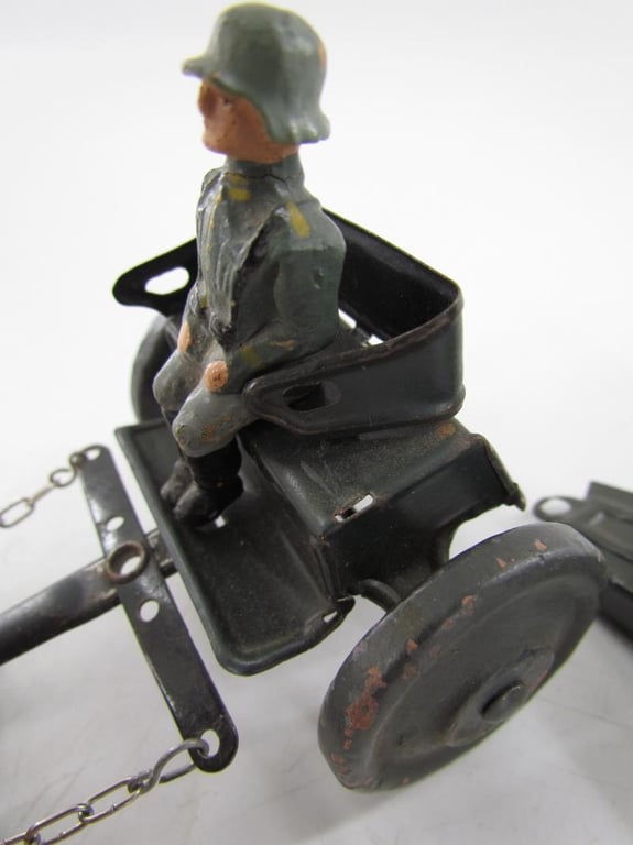 Pre War German Composition 2 Horse Drawn Carriage With CannonToy