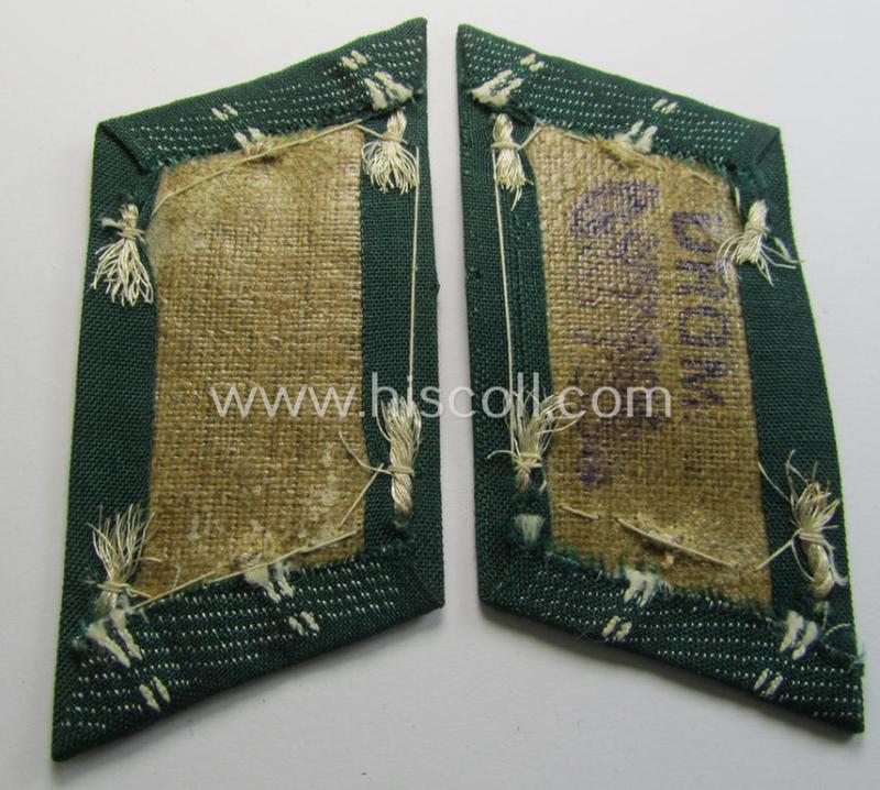 Superb, WH (Heeres) pair of (later-war-pattern) officers'-type collar-tabs (ie. 'Kragenspiegel für Offiziere') as executed in 'BeVo'-weave pattern as was intended for an officer serving within the: 'Infanterie-Truppen'
