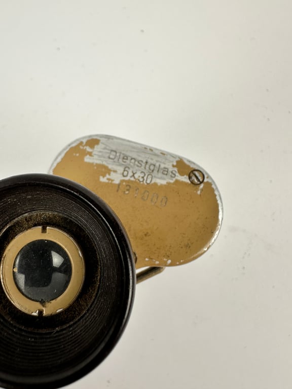 Late War Tan Painted Wehrmacht Binoculars 'Dienstglas' 6 x 30 (Doppelfernrohr) "CAG"