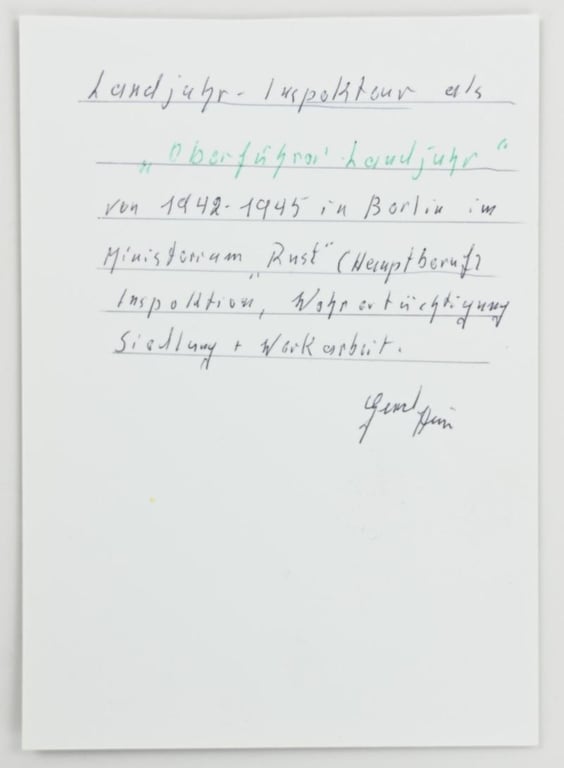 Signature of Wehrmacht Heer KC-OLC Recipient 'Gerhard Hein'