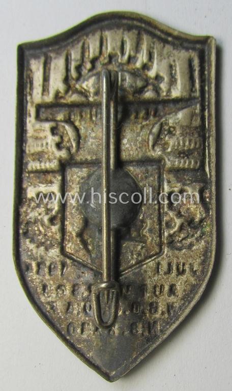 Commemorative, D.A.F.- ie. N.S.B.O.- (ie. 'Deutsches Arbeitsfront') related day-badge (ie. 'tinnie') as issued to commemorate a gathering simply named: 'Aufmarsch N.S.B.O.-D.A.F. - N.S. Hago - Altenburg - Juli 1934'