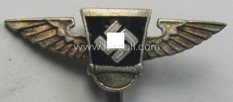 Membership-lapel-pin as was intended to signify (reservist) membership within the: 'Sturmabteilungen der N.S.D.A.P. - Reserve II' ie. 'SAR') being a maker-marked example that bears a: 'Ges.Gesch.'-patent-pending-designation on its back