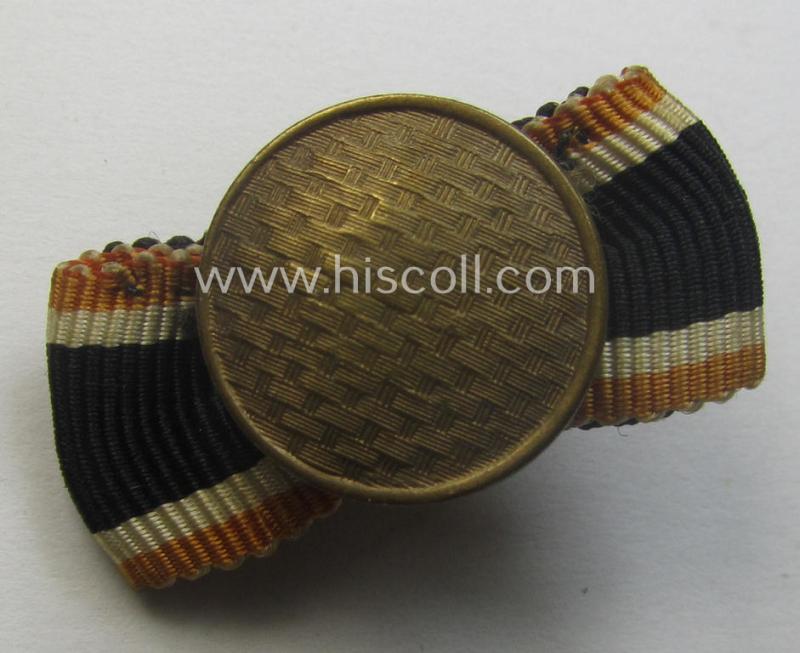 Interesting, 2-pieced WH (ie. N.S.D.A.P.-) related ribbon-bar (ie. 'Feld- o. Bandspange') showing resp. a: 'KvK II.Kl. o. Schwn.' and an: 'N.S.D.A.P. D.A. in Bronze' and that comes mounted onto its specific 'button-hole'-set-up