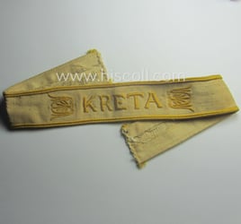 Truly worn WH cuff-title (ie. 'Ärmelstreifen') entitled: 'Kreta'...