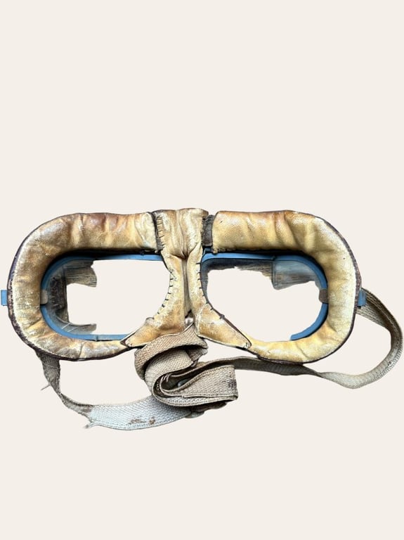 British WWII RAF Flight Cap, Goggles and Oxygen Mask