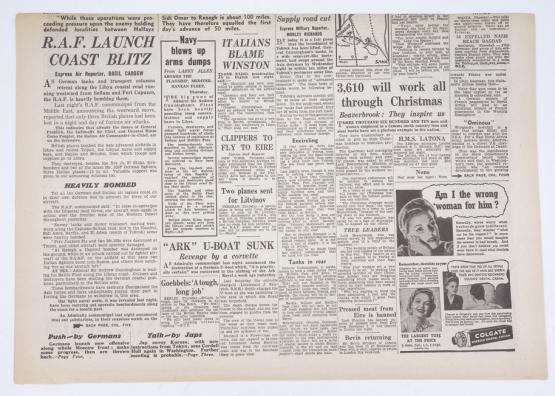 British Daily Express Newspaper 21 November 1941