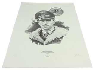 German Litho Print of LW Flight Ace 'Werner...