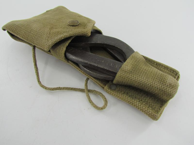 British WWII Wire Cutter in ( Blancoed ) Webbing Cover