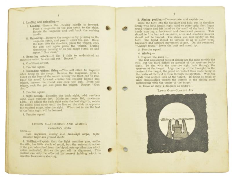 British WW2 Small Arms Training Manual Lewis Machine Gun
