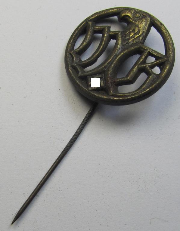 Attractive - and actually scarcely encountered! - WH-related lapel-pin (ie. 'Mitglieds-Brosche') as was specifically intended for a: 'Wehrmachtsgefolge' (being a nicely preserved example that comes mounted onto its longer-sized pin)