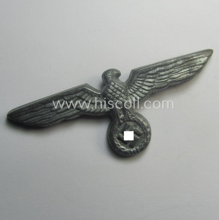 'Virtually mint- ie. unissued', WH (Heeres) EM/NCO-pattern visor- (ie. 'Schirmmützen'-) cap-eagle (being a typical unmarked example as executed in zinc- ie. 'Feinzink'-based metal)