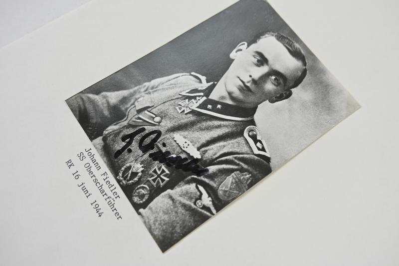 Signature of Waffen-SS Knight's Cross Recipient Johann Fiedler