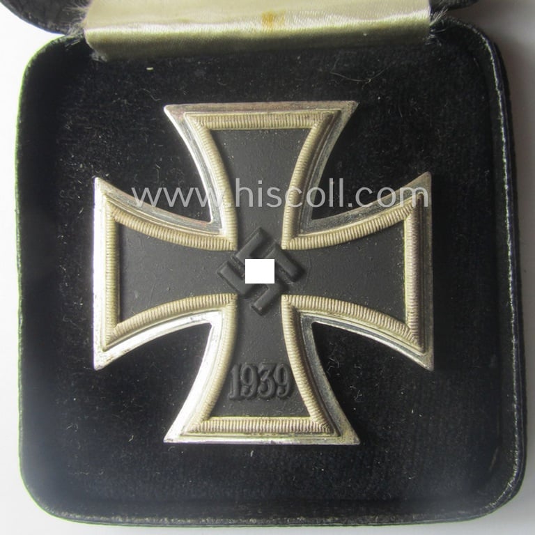 'EK1. Klasse' (ie. Iron Cross 1st class) being an (I deem) mid-war-period produced: '20'- (ie. by 'C.F. Zimmermann'-marked) example and that comes complete in its specific LDO-styled etui as issued and/or recently found