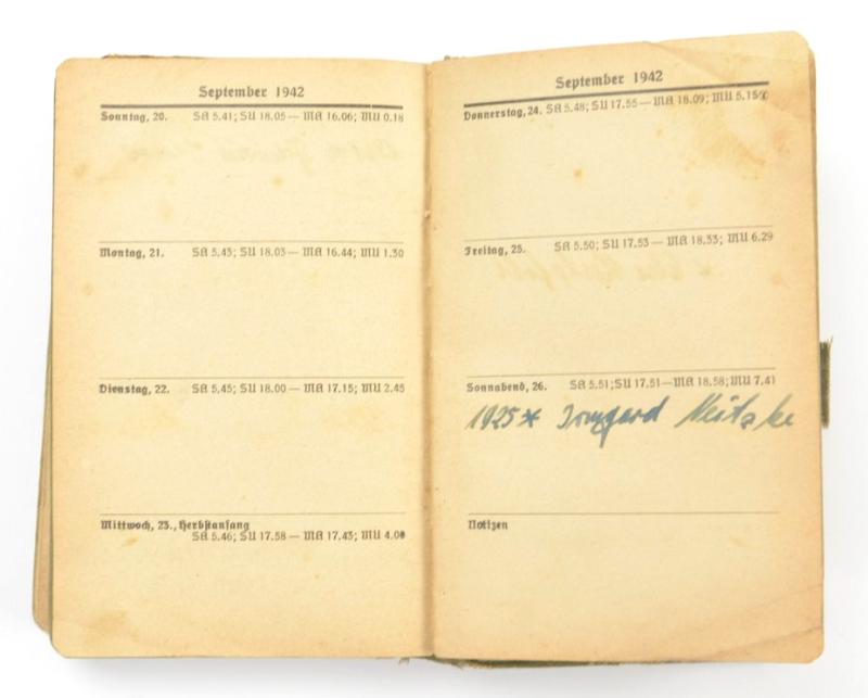 German LW Pocket Agenda 'Soldatenfreund 1942'