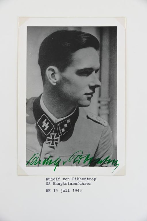 Signature of Waffen-SS KC Recipient 'Rudolf von Ribbentrop'