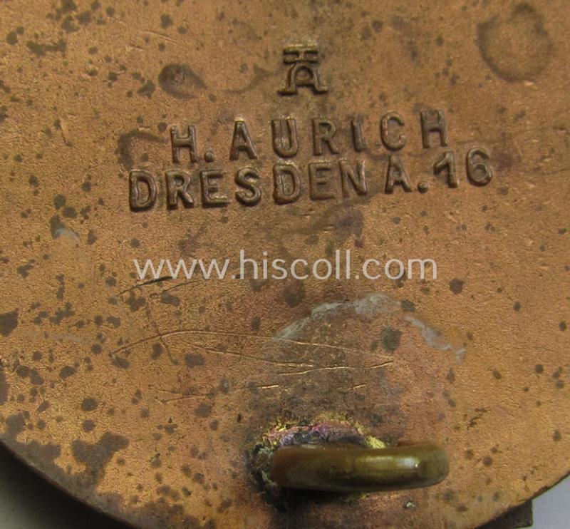 Superb, 'HJ'- ('Hitlerjugend') ie. 'BDM'- ('Bund Deutscher Mädel') related: 'Reichsberufswettkampf-Siegerabzeichen' (of the 2nd model) entitled: 'Kreissieger 1939' and being a neatly maker- (ie.: 'H. Aurich'-) marked example