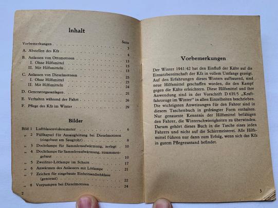 German WW2  'Taschenbuch für den Kraftfahrer im Winter'