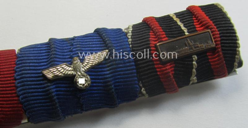 4-pieced, WWII- (ie. TR-) period ribbon-bar (ie. 'Feld- o. Bandspange') showing various WWII-period awards (amongst which a Czech 'Anschluss'-medal with attached detailed 'PB'-bar)