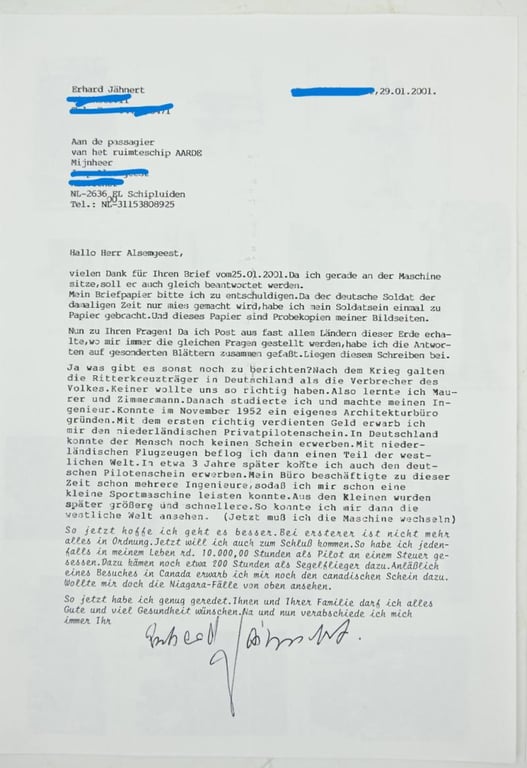 Signature of Luftwaffe KC-OLC&S Recipient 'Erhard Jähnert'