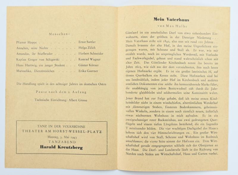 German Third Reich Volksbühne Theather Berlin Booklet