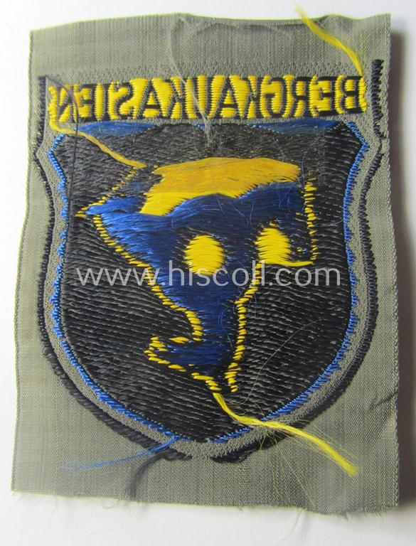 'BeVo'-type armshield (of the second pattern!) entitled: 'Bergkaukasien', being a piece as intended for a volunteer who served within the 'Deutsche Wehrmacht' ie. within the 'Berg- o. Nord-Kaukasisches Legion'