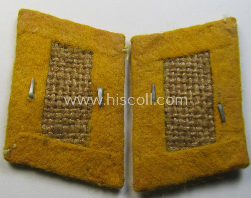 Fully matching pair of WH (Luftwaffe) golden-yellow-coloured, EM- (ie. NCO-) type collar-patches (ie. 'Kragenspiegel') as was intended for usage by a member serving within a: 'Flieger- o. Fallschirmjäger' regiment ie. unit