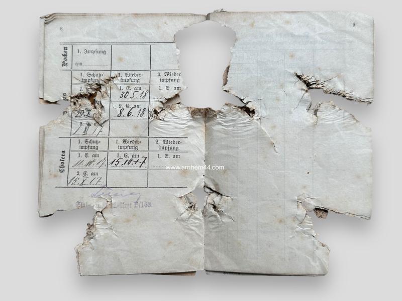 German WWI Battle-Damage Soldbuch