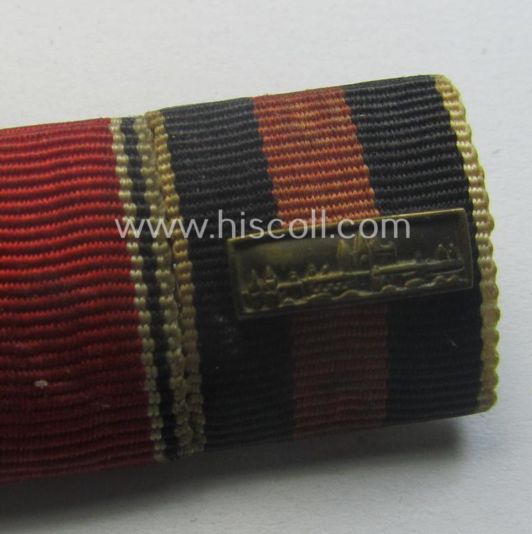 6-pieced, WWI- (ie. WWII and/or TR-) period ribbon-bar (ie. 'Feld- o. Bandspange') showing various WWII-period awards (amongst which a Czech 'Anschluss'-medal with attached, tiny but very detailed 'PB'-bar)