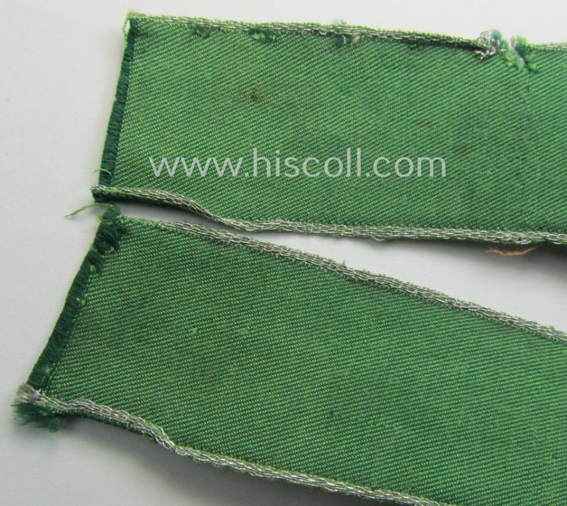 Truly used- and/or worn, customs-related cuff-title (ie. 'Ärmelstreifen des Reichsfinanzverwaltung- o. Zollgrenzschutz') being a detailed example as executed in the so-called: 'flatwire'- (ie. 'BeVo-weave'-) pattern