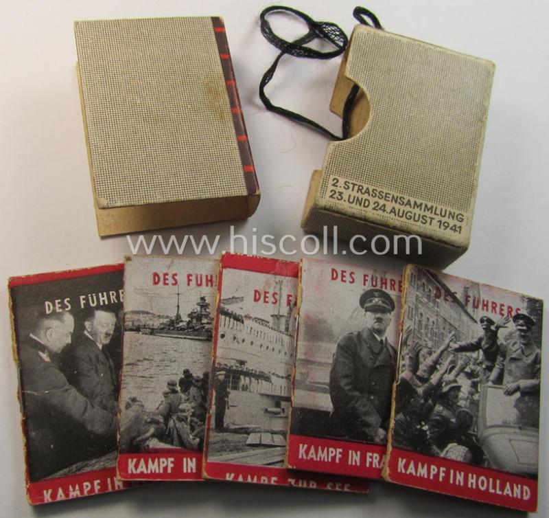 Interesting - and fairly unusually seen! - complete, W.H.W.- ie. DRK- (ie. 'Winterhilfswerke o. Deutsches Rotes Kreuz'-) related miniature-book-set entitled: '2. Kriegs-Hilfswerk - 2. Strassensammlung 23. und 24. August 1941'