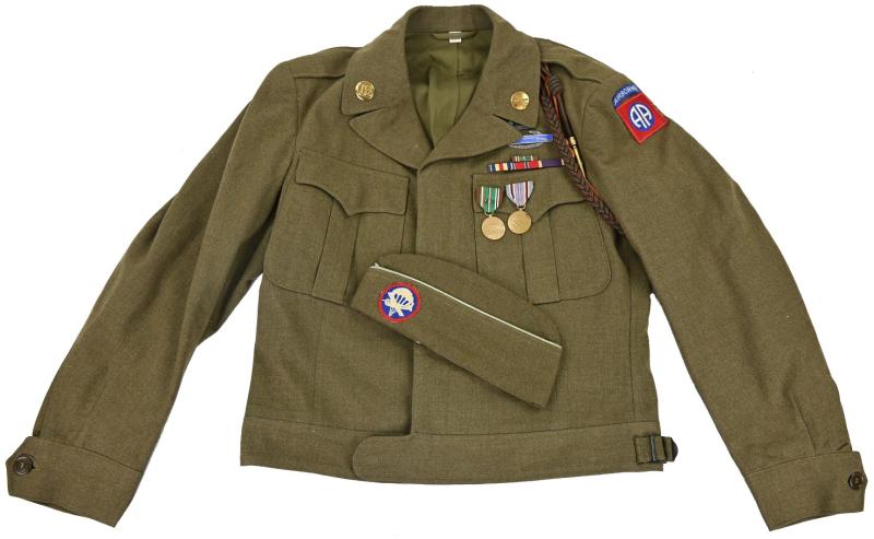 US WW2 82nd Airborne Division 325th GIR IKE Service Jacket & Garrison Cap
