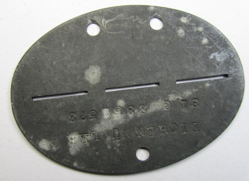Unusually seen, zinc-based RAD- (ie. 'Reichsarbeitsdienst'-) related ID-disc (ie. 'Erkennungsmarke') bearing the stamped text ie. unit-designation: 'RAD/2/286/2 549' and that comes as recently found