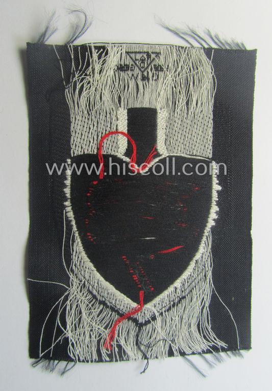 'BeVo'-woven, enlisted-mens'- (ie. NCOs'-) pattern so-called: RAD (ie. 'Reichsarbeitsdienst') sleeve-badge (or: 'Dienststellenabzeichen') bearing the specialist- ie. unit-designation that reads: '353/7'