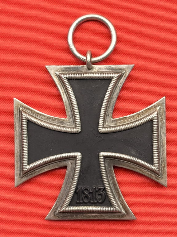 AUTHENTIC WWII IRON CROSS 2ND CLASS RING STAMPED 7, PAUL MEYBAUER OF BERLIN GERMANY FINE CONDITION.