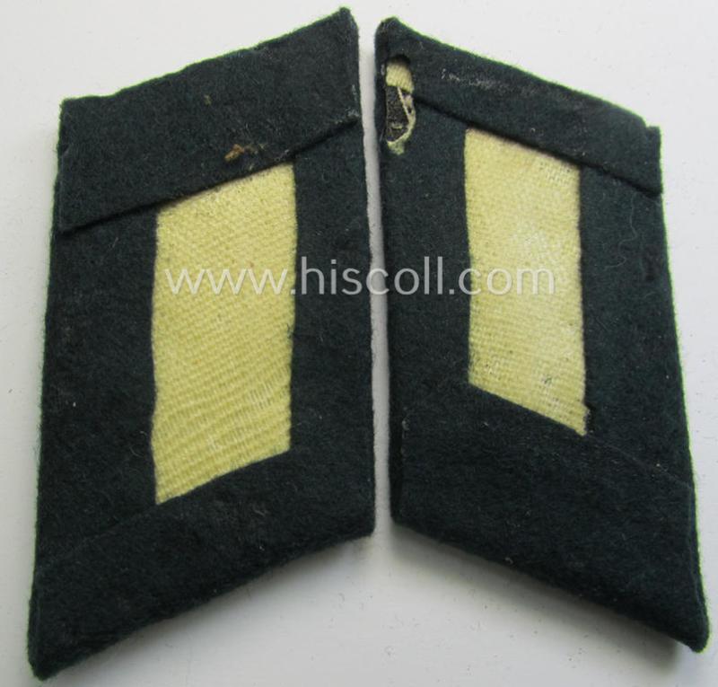 Pair of WH (Heeres) collar-tabs (ie. 'Kragenspiegel für Offiziere') as was piped in the bright-green-coloured branchcolour as was intended for usage by an: 'Offizier der Panzer-Grenadier-Truppen'