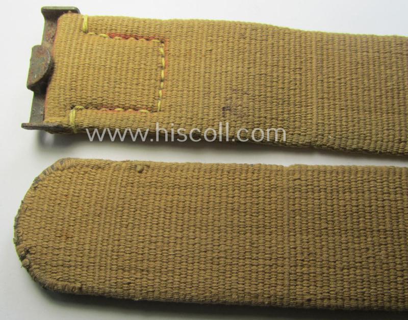 Attractive - and not that easily found! - WH (Heeres ie. LW etc.) 'tropical-issued'- and entirely 'web-based' belt (ie. 'Koppelriemen') being a maker- (ie. 'Kurt Seidel - Berlin W 36 - 1943'-) marked and/or 95 cms.-sized example