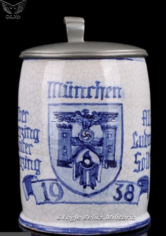 Beer stein commemorating the incorporation of Allach-Untermenzing into Munich in 1938.