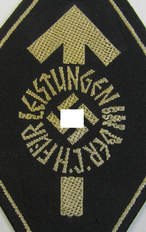 Attractive, HJ (ie. 'Hitlerjugend'-) so-called: 'Leistungsabzeichen in Silber' (or: silver-class youth sports'-badge) being a cloth-version as executed in the 'BeVo'-weave pattern