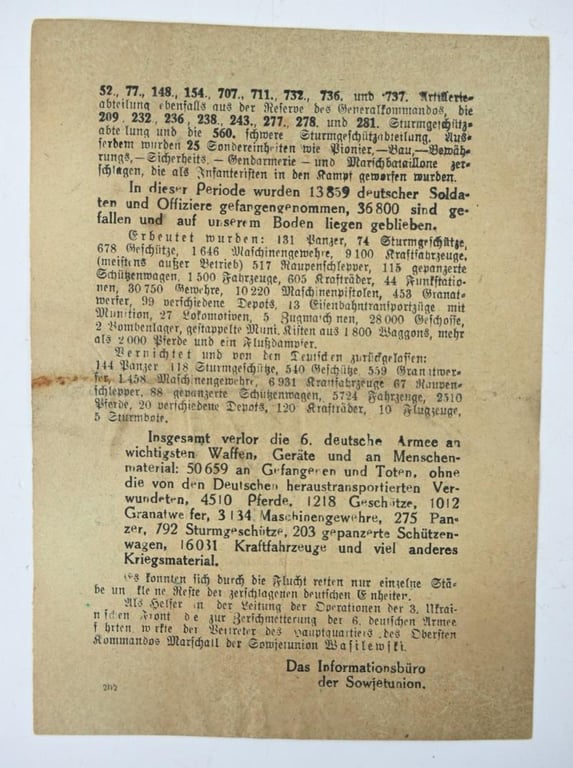 Russian WW2 Droppingsflyer 'Sondermeldung'