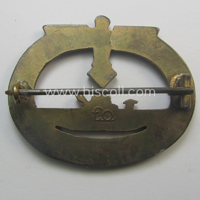 WH (Kriegsmarine), 'Feinzink'-based: 'U-Bootkriegsabzeichen' (or: U-boat war-badge) being a neatly marker (ie. 'F.O. '-) marked example as was produced by the Austrian-based: 'Friedrich Orth'-company